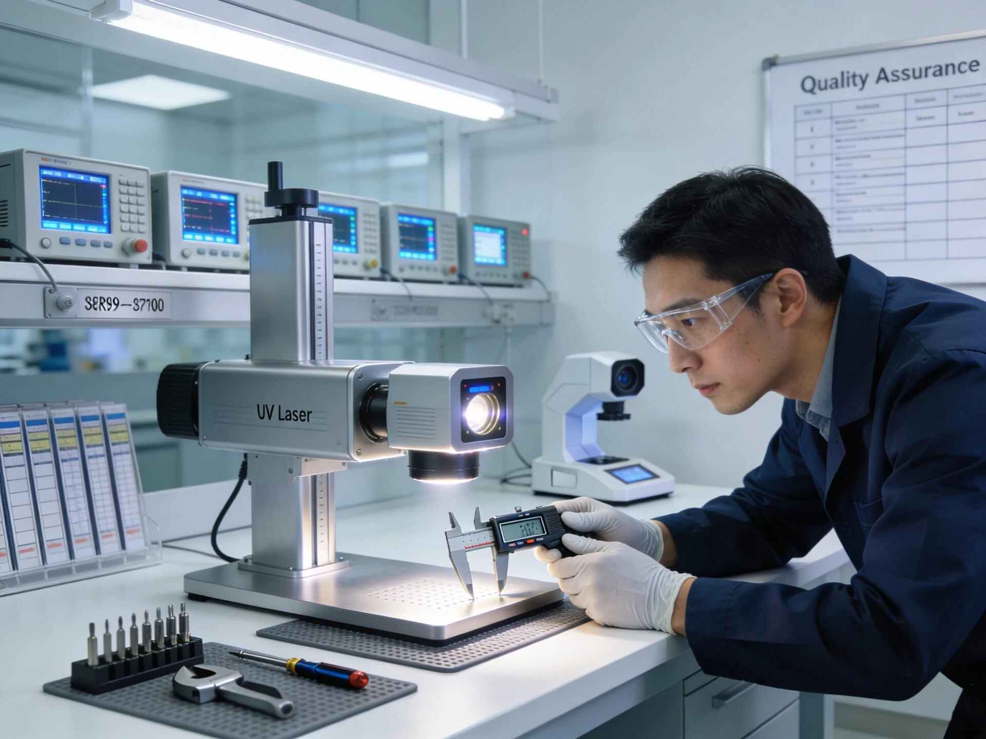 ProMach UV laser marking system undergoing final quality inspection