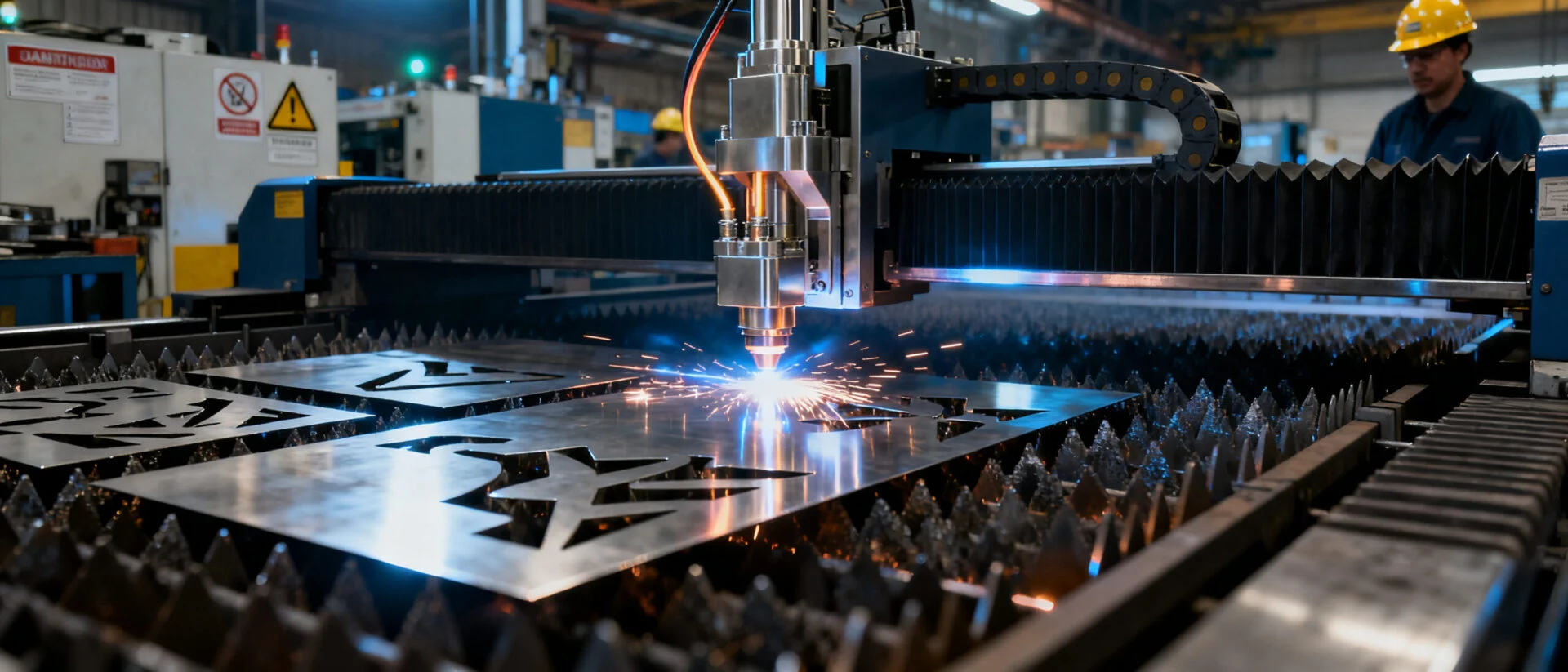 Stainless steel laser cutter in a manufacturing setting