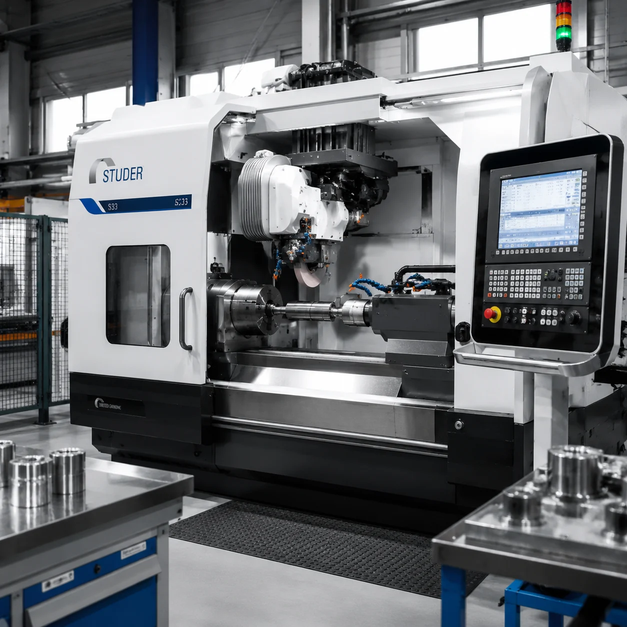 CNC grinding machine diagram showing key components and precision engineering details