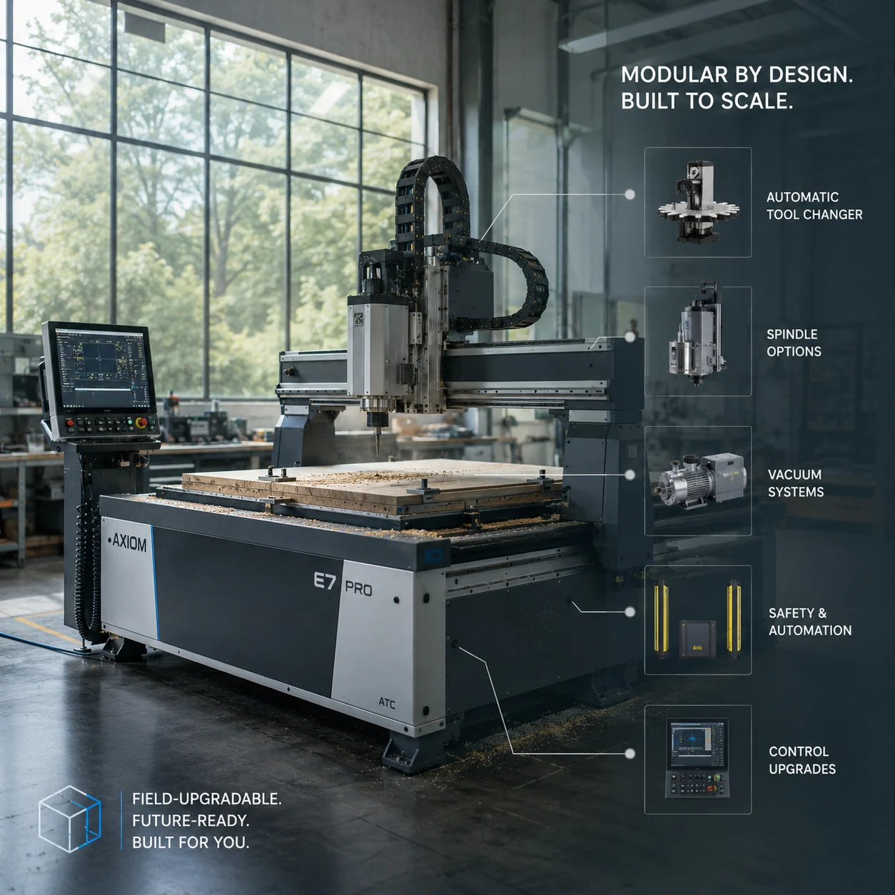 مساحة عمل جهاز التقطيع CNC