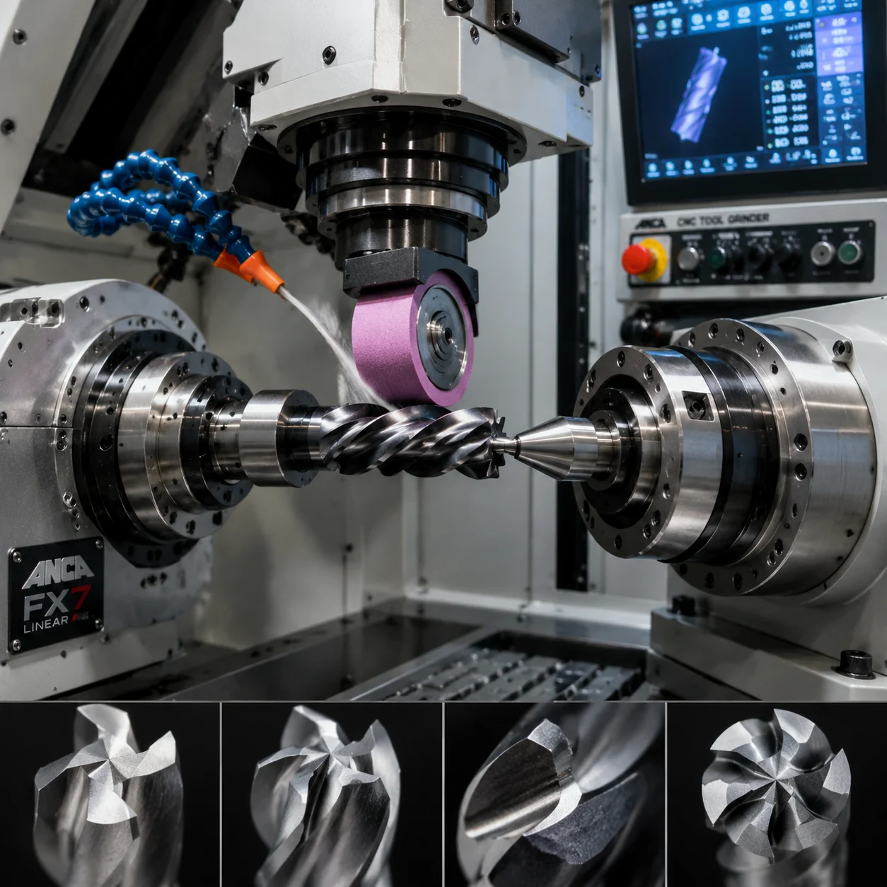 CNC tool and cutter grinder for cutting tool production