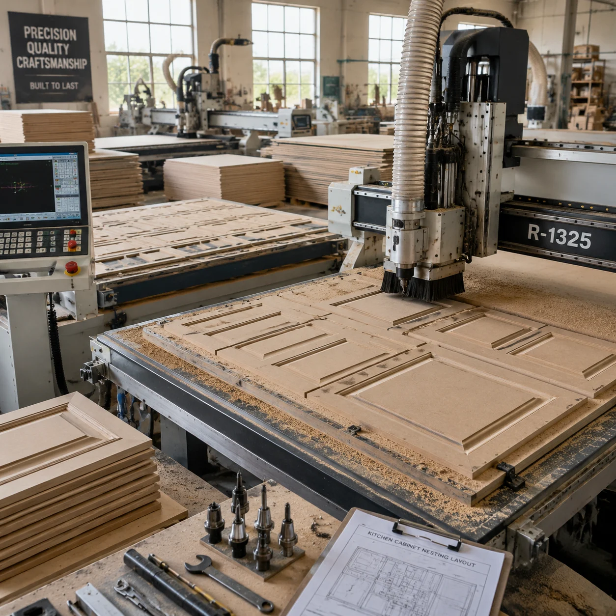 إنتاج كامل لخزائن المطابخ باستخدام CNC