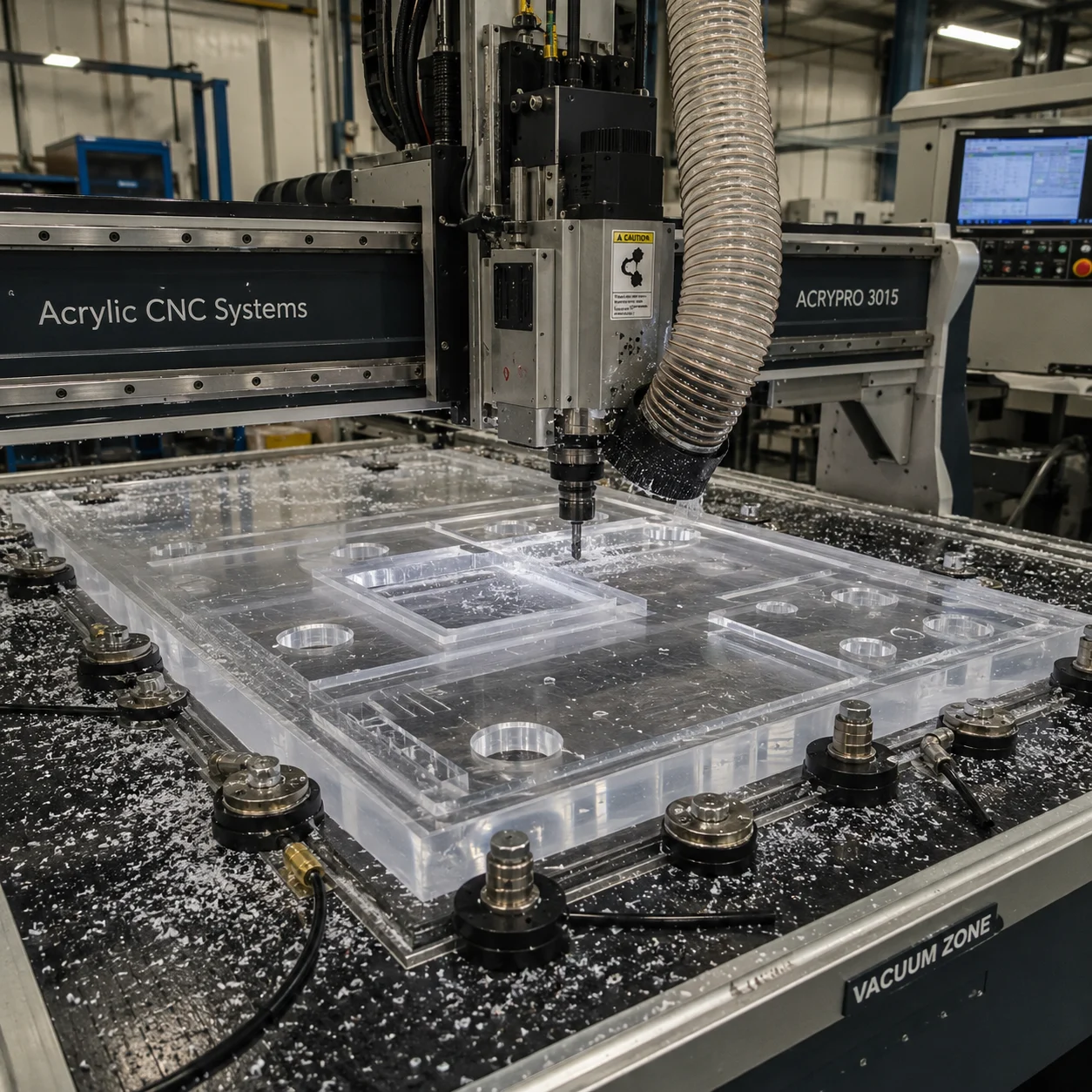 Industrial panel fabrication using a heavy-duty acrylic cnc machine