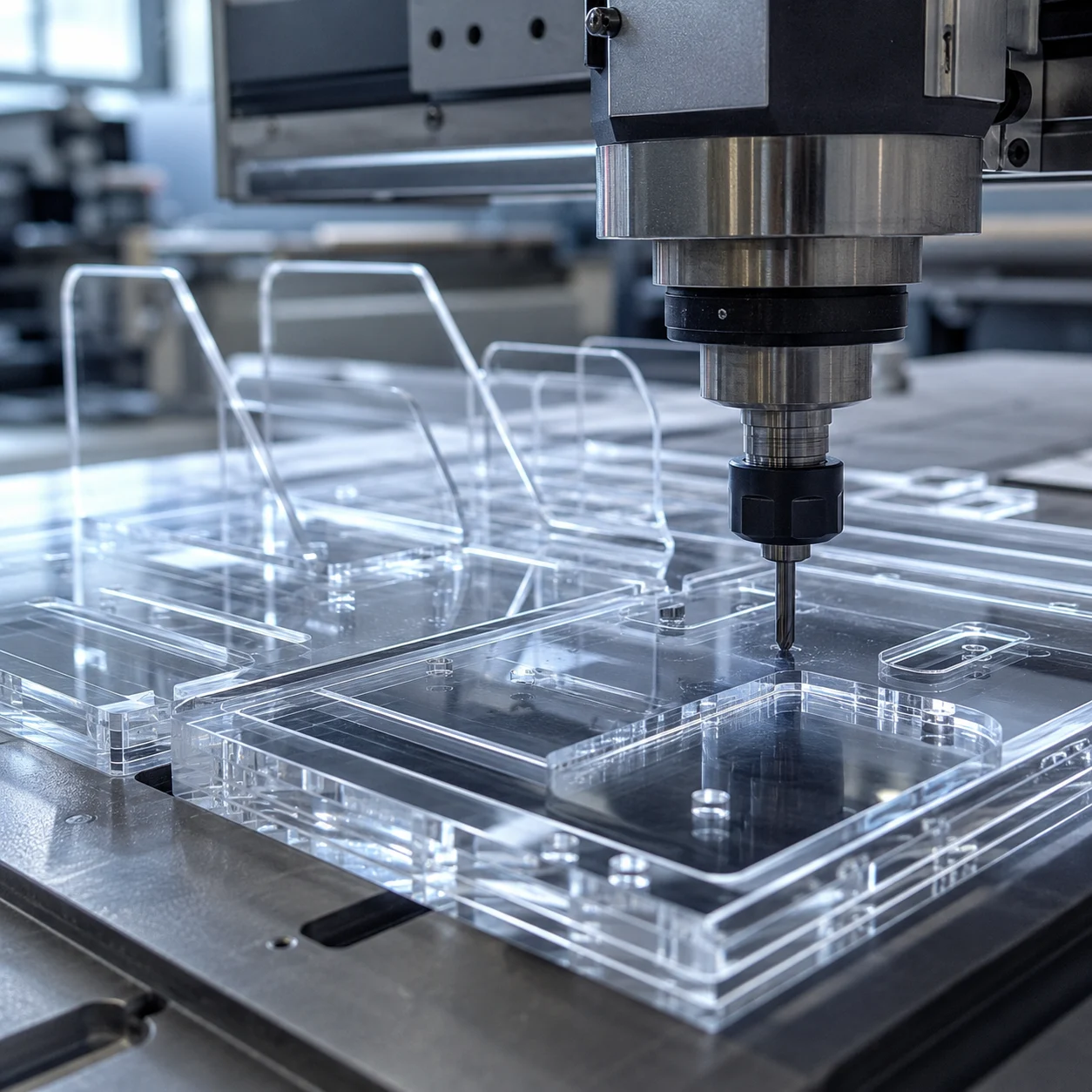 Precision acrylic display stand cutting and edge routing