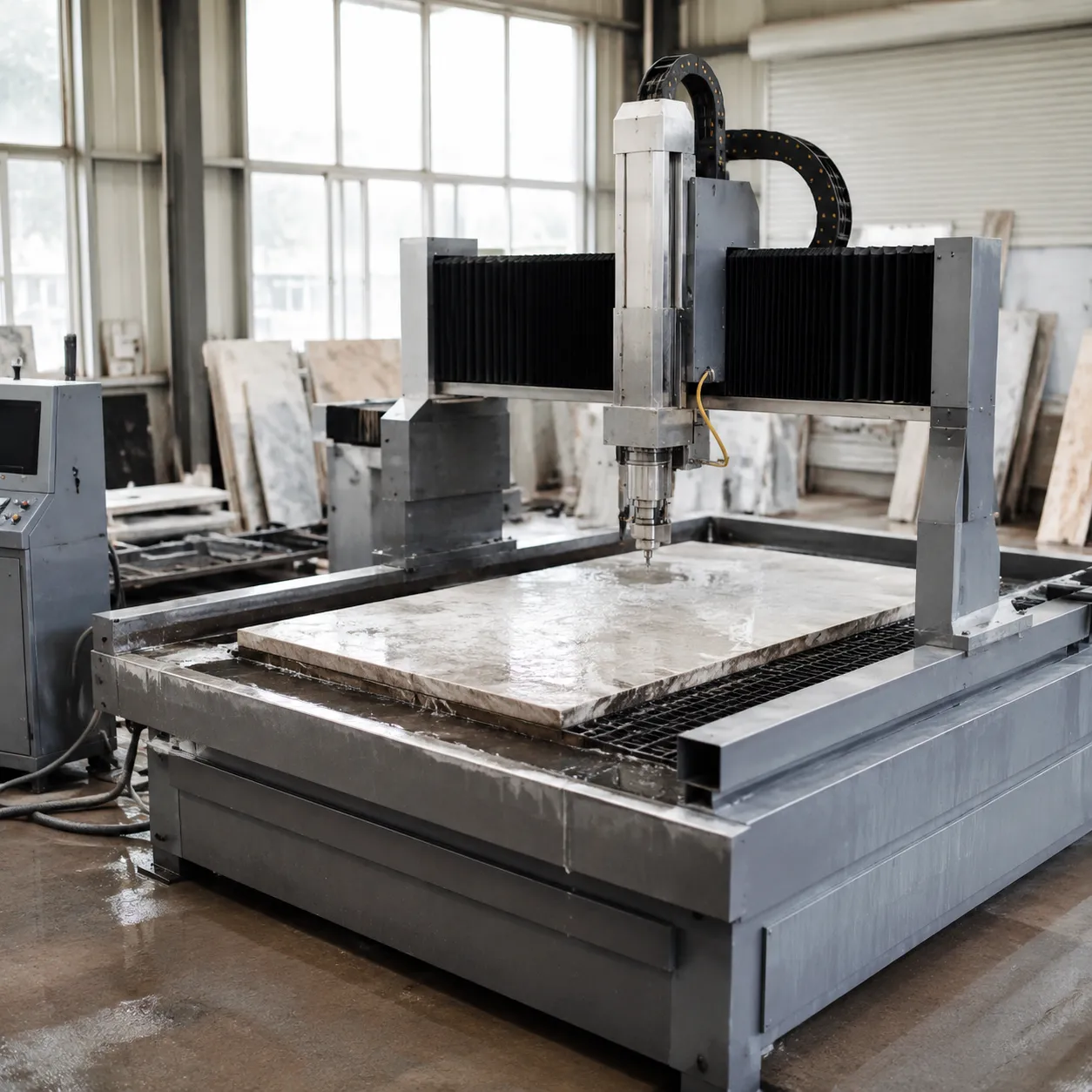 3 axis stone cnc router — heavy duty granite marble cutting on 1325 stone fabrication bed