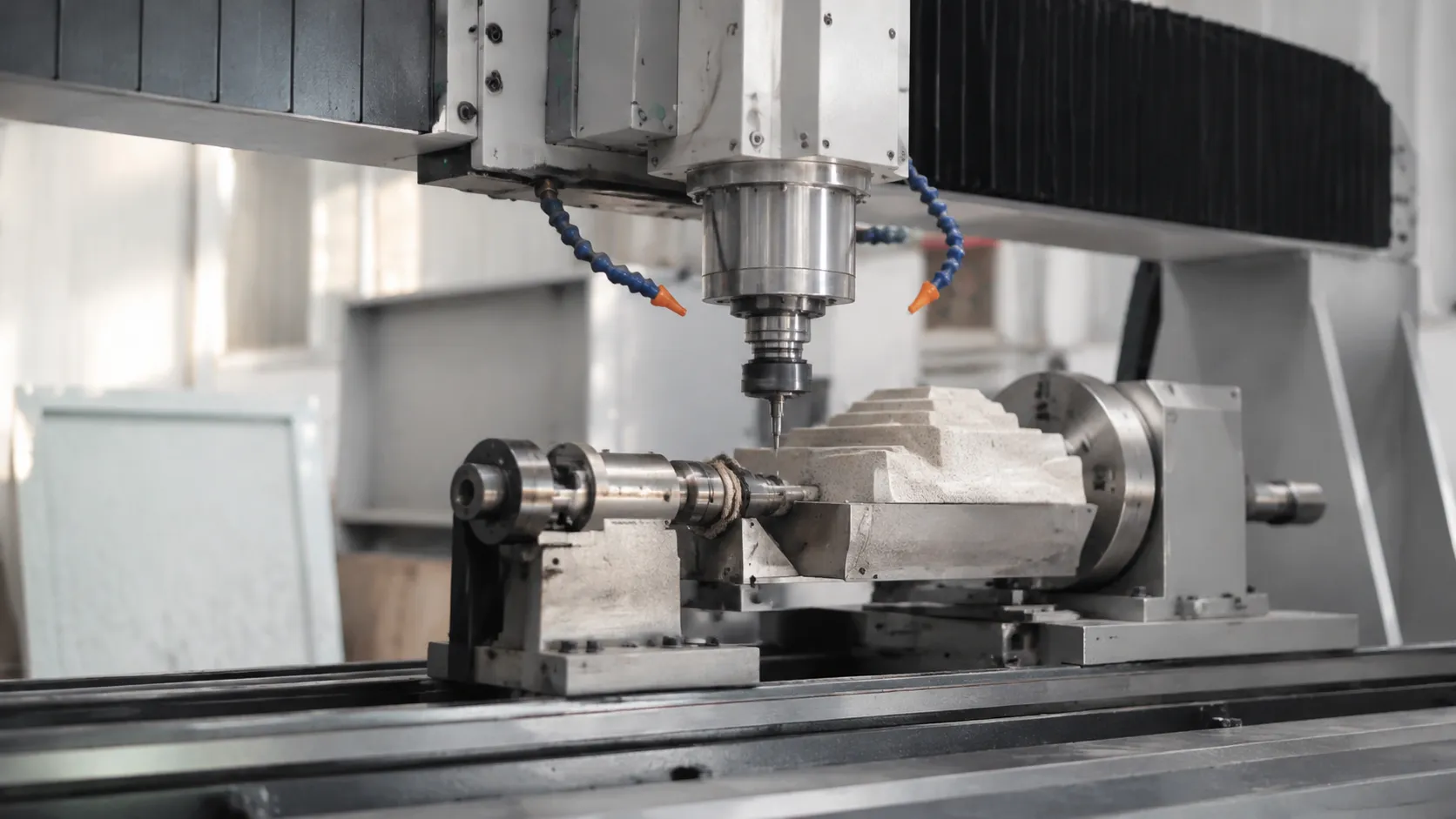 Fonctionnalités de liaison rotative et de balancier de la broche pour routeur CNC à 4 axes en pierre