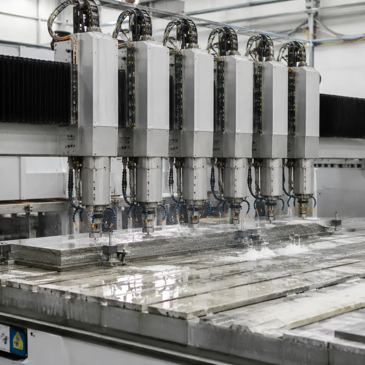 6 heads CNC router processing granite marble and mixed materials