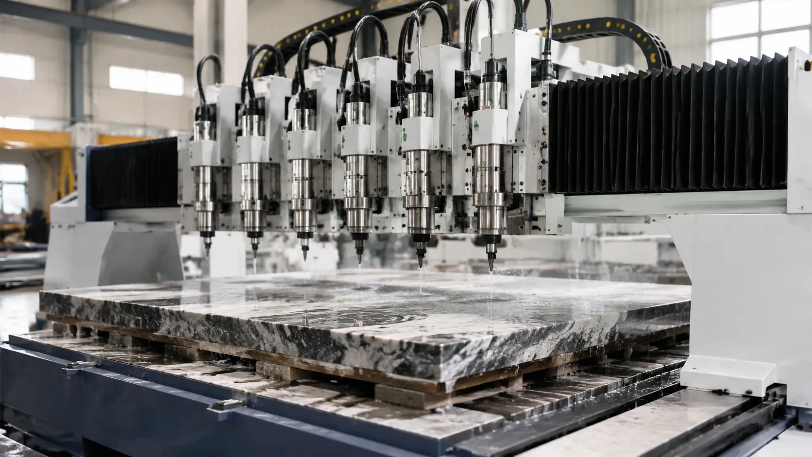 6 heads stone cnc router technical specification layout diagram