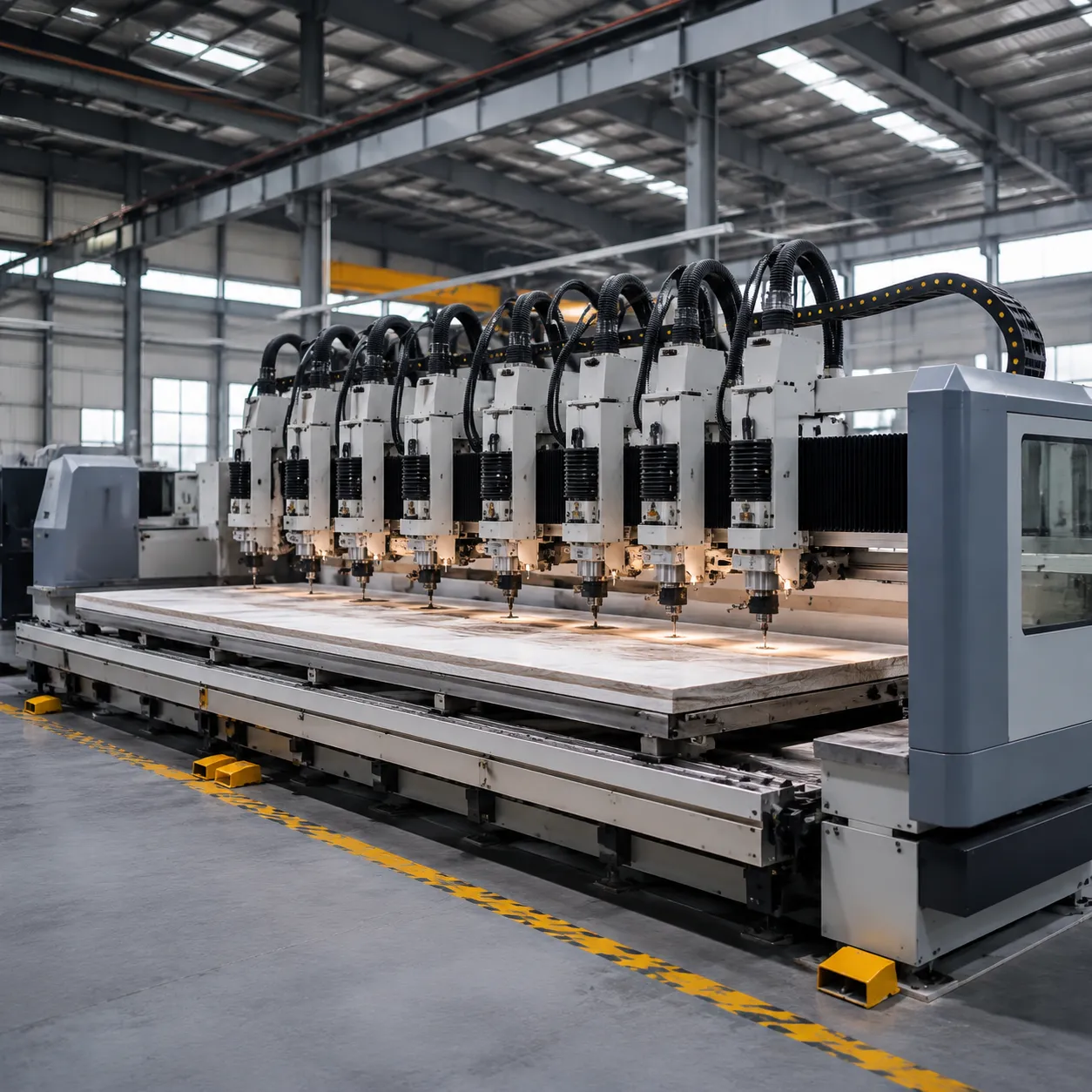 8 heads stone cnc router factory structural design