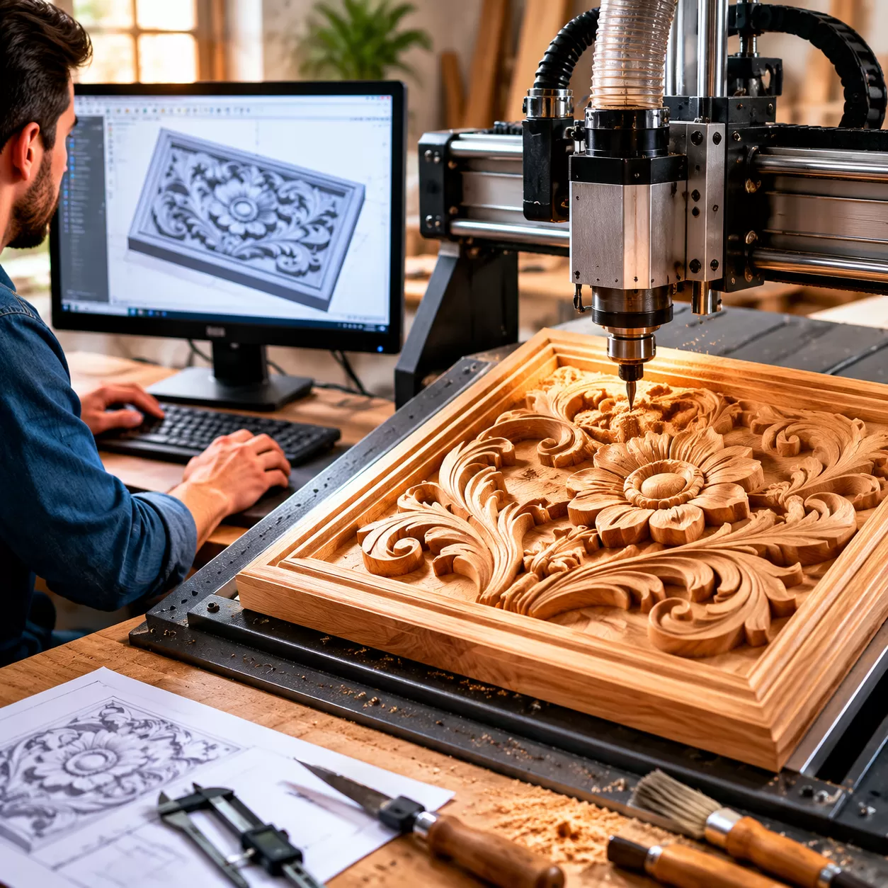 ЧПУ-станок для дерева с интеграцией CAD/CAM 3D