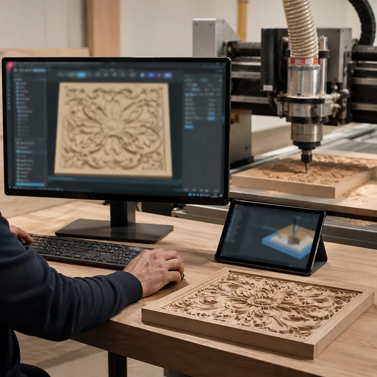 CNC Wood Carving Workflow and Software Integration