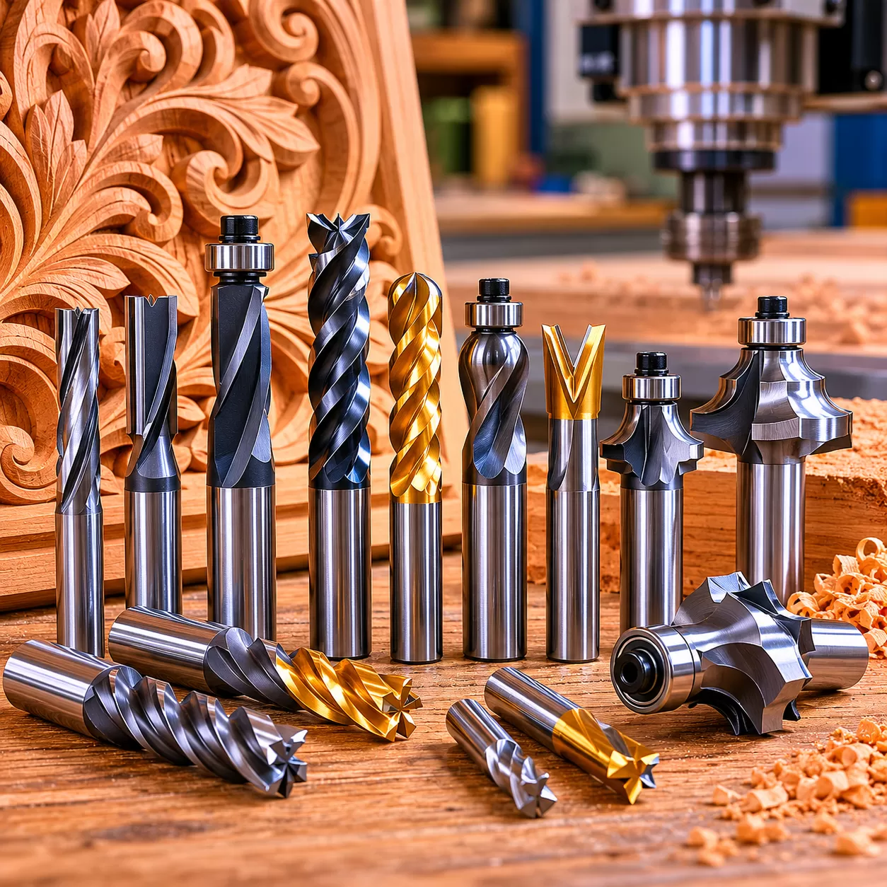 CNC router bits for hardwood carving