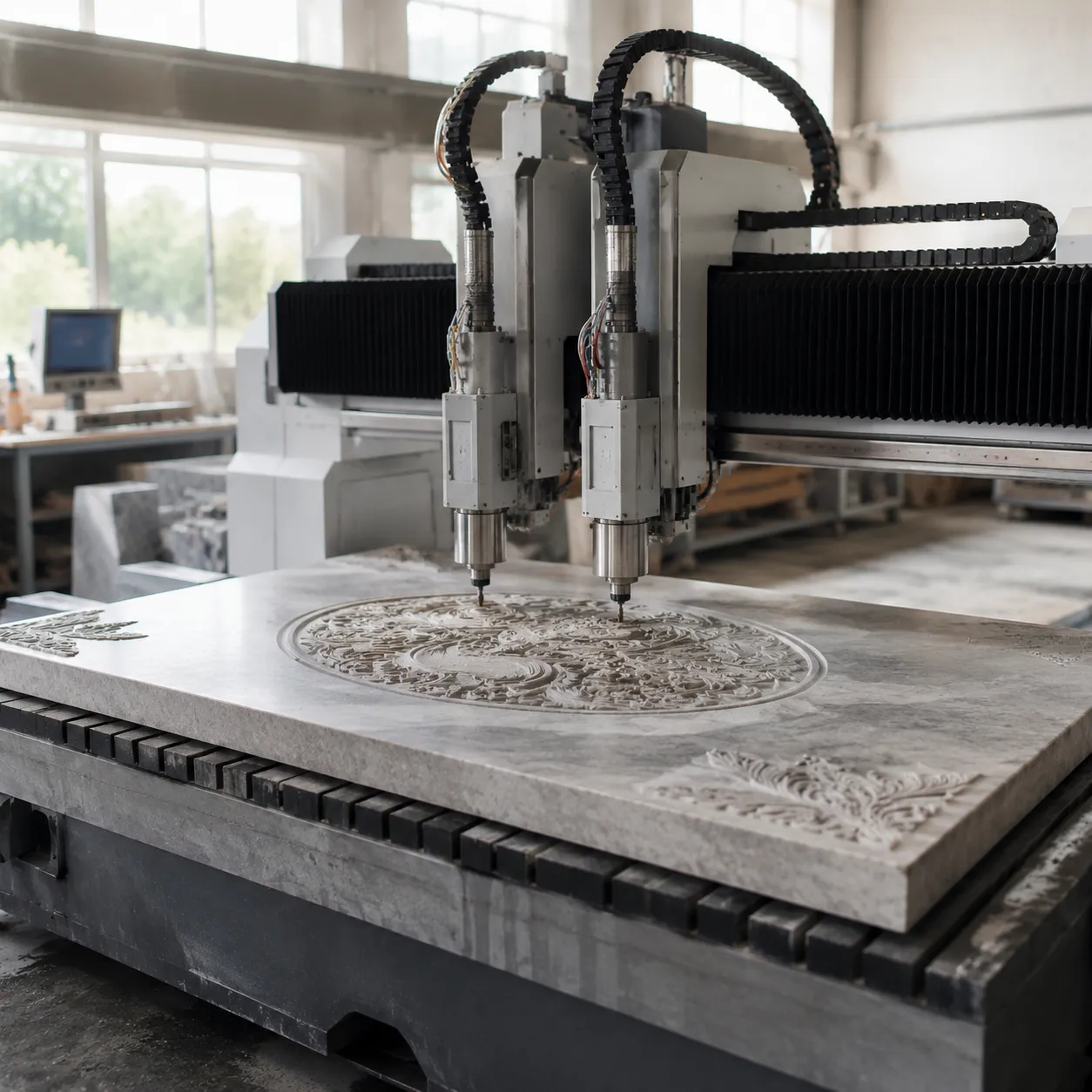 Double head stone CNC router customized services