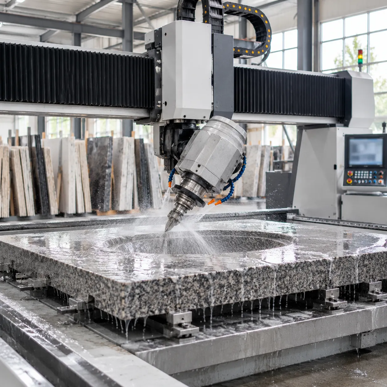 5-axis CNC stone router for heavy-duty granite