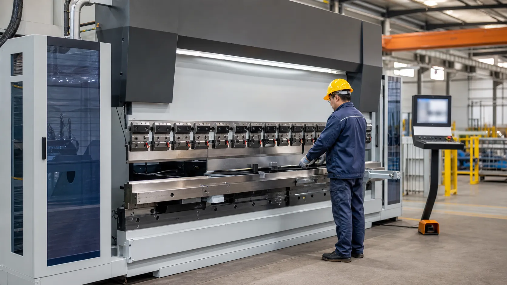 Automated CNC press brake bending machine diagram