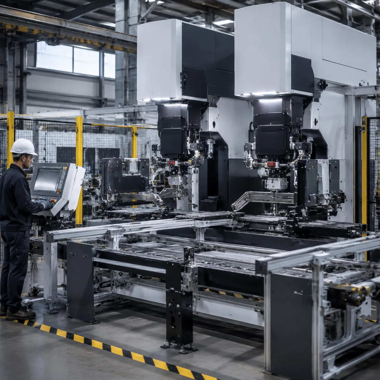 Robotic twin head cnc bending machine cell