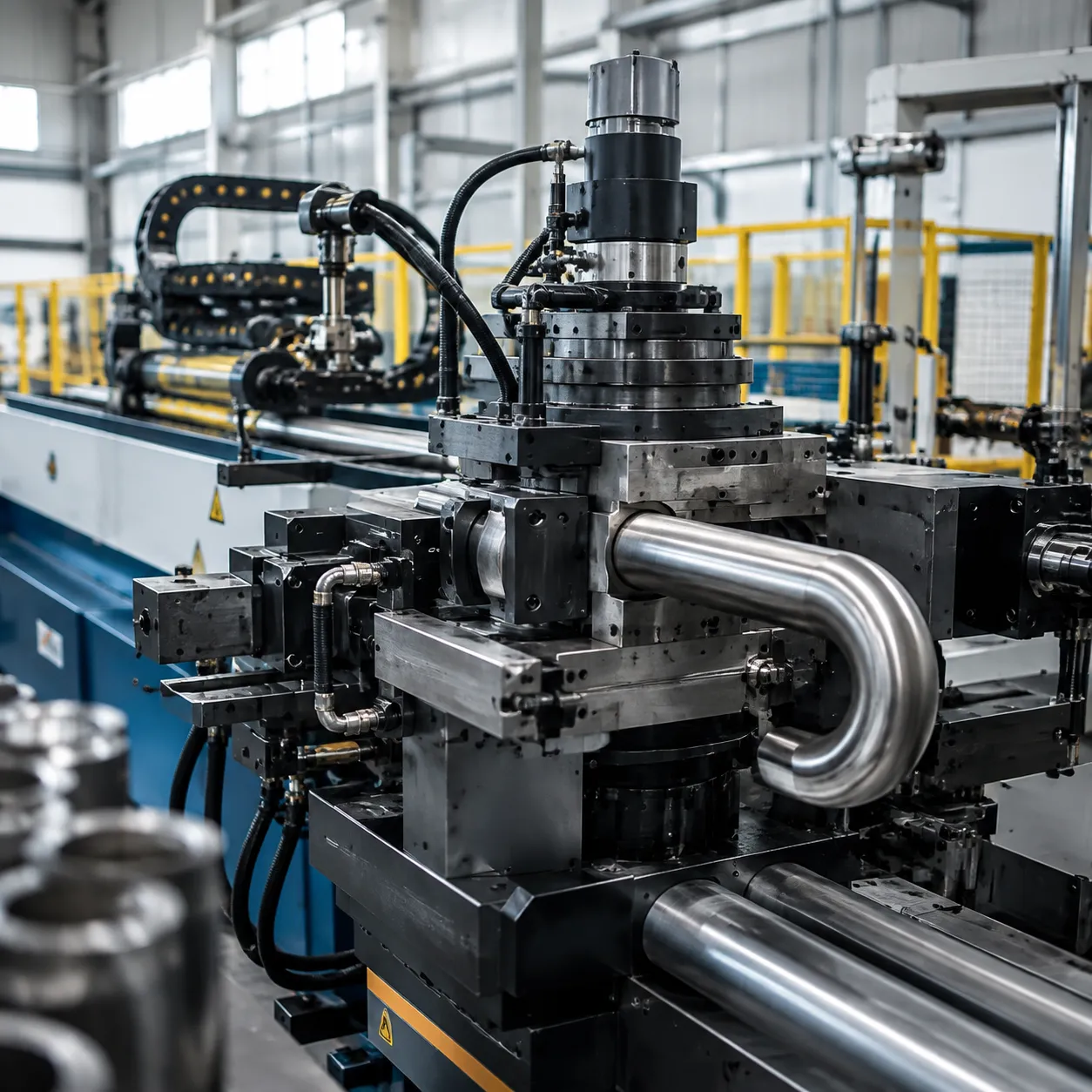 CNC bender machine for precision tube production with mandrel rotary draw bending